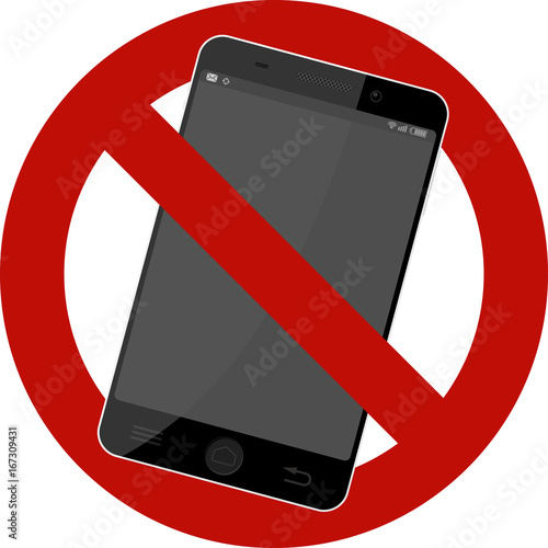 Mobile Phone prohibited sign isolated on white background