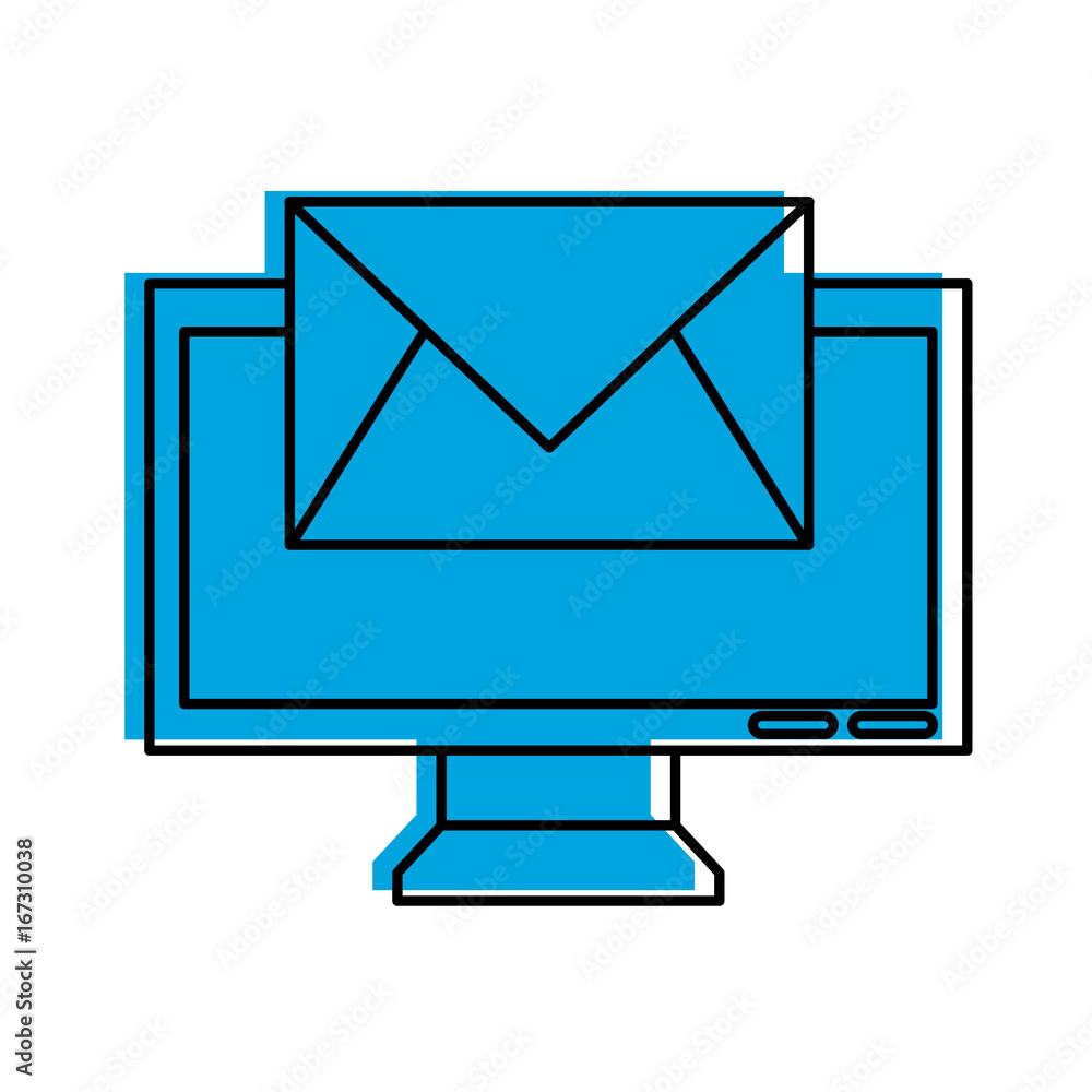 computer monitor with envelope mail isolated icon vector illustration design computer monitor with envelope mail isolated icon vector illustration design