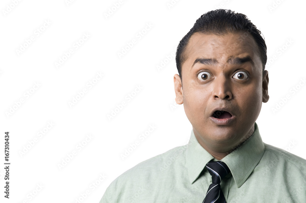 Executive with open mouth 