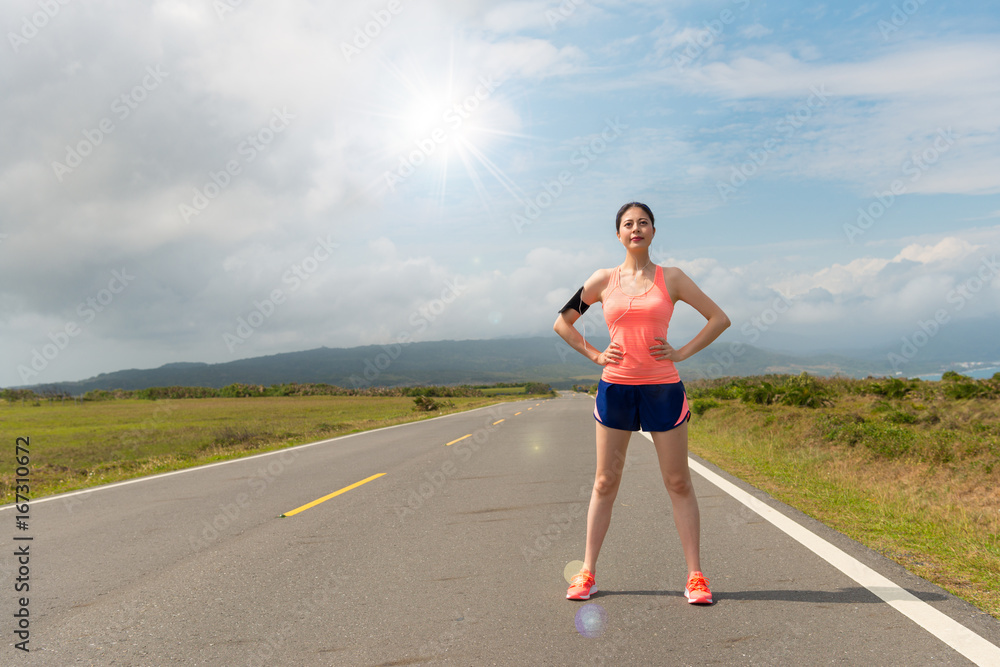 confident asian woman standing on the road confident asian woman standing on the road