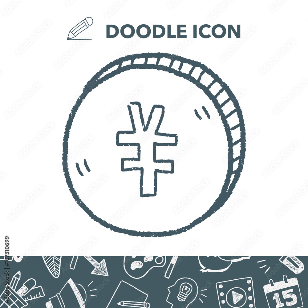 Obraz premium doodle Renminbi money coin