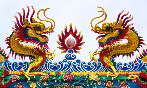 Wallpaper Mural colorful twin dragon Torontodigital.ca