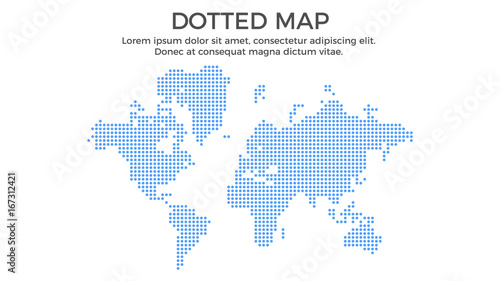 Dotted Map Infographic Element - Business Vector Illustration in Flat Design Style for Presentation, Booklet, Website, Presentation etc. Isolated on the White Background.