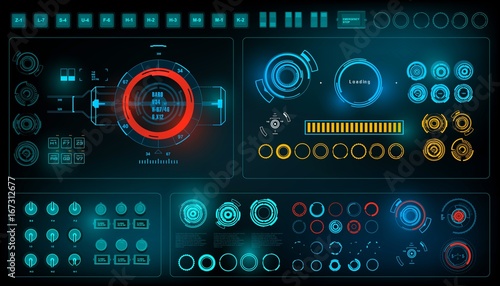 Futuristic virtual graphic touch user interface, HUD