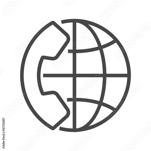International Call Thin Line Vector Icon. Flat icon isolated on the white background. Editable EPS file. Vector illustration.