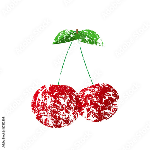 A red cherry painted with a brush