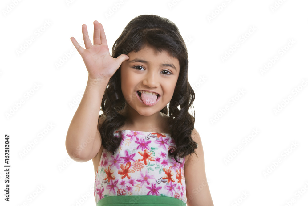 Girl making a teasing face Girl making a teasing face