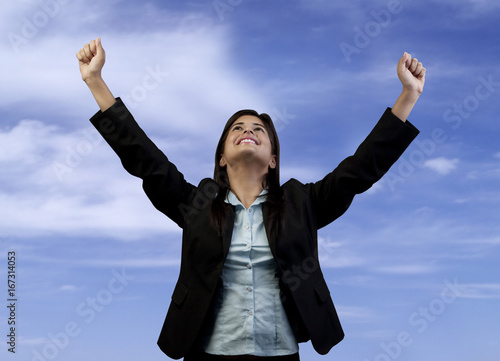 Woman feeling victorious 