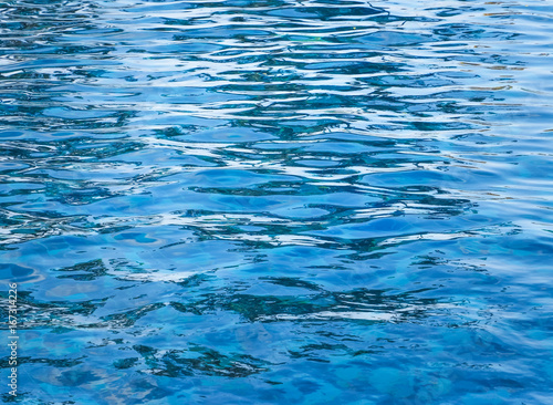 Background of rippled water in swimming pool / Blue ripped water in swimming pool 