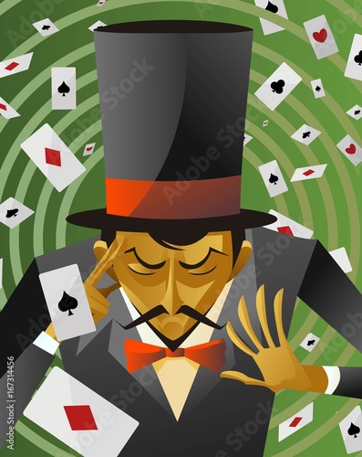 top hat magician poker cards magic trick