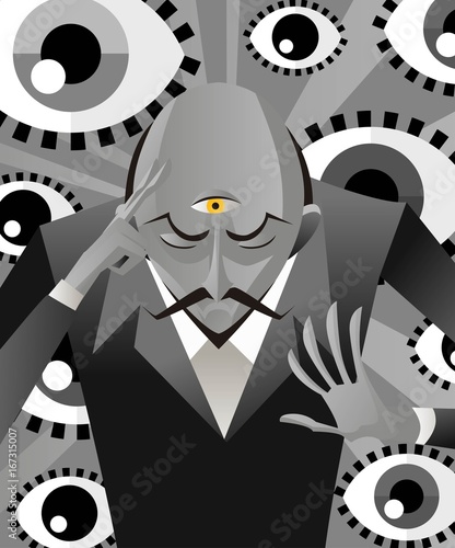 third eye mentalist with eyes background