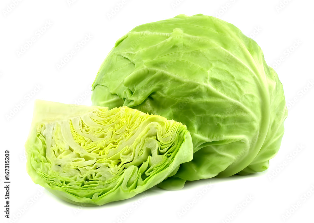 Fototapeta premium Cut cabbage on white background