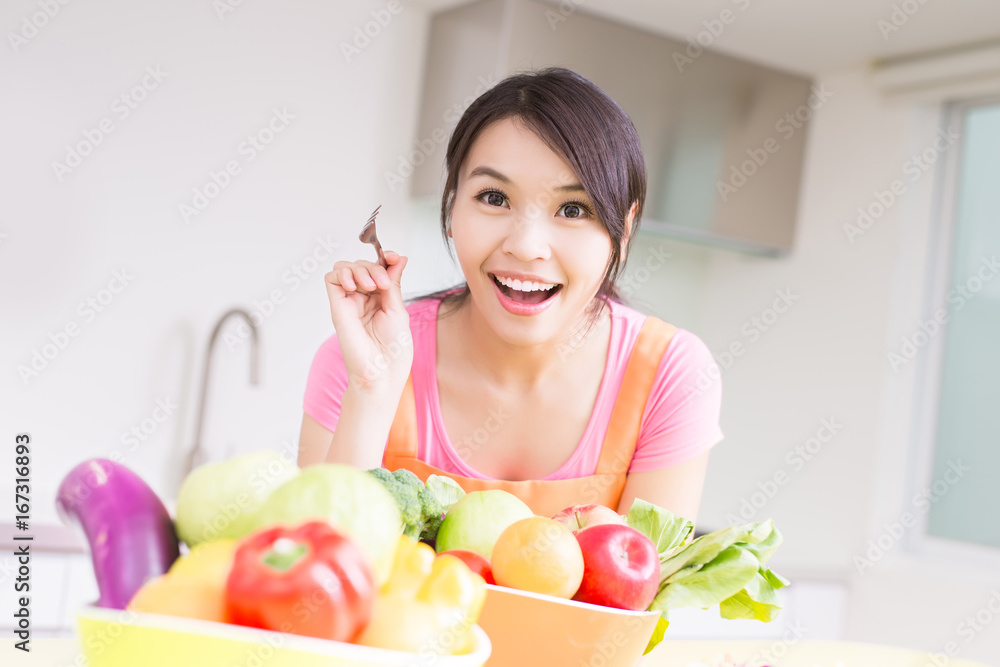 beauty housewife in kitchen