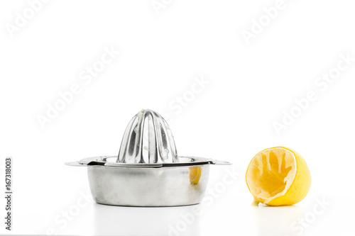 Steel Lemon Squeezer Isolated On White Background