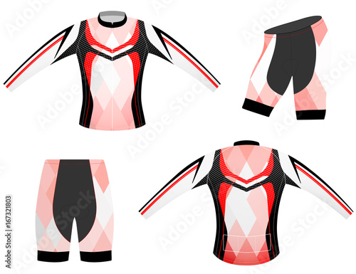 Red and black sports t-shirt vector design long sleeve cycling vest on a white background