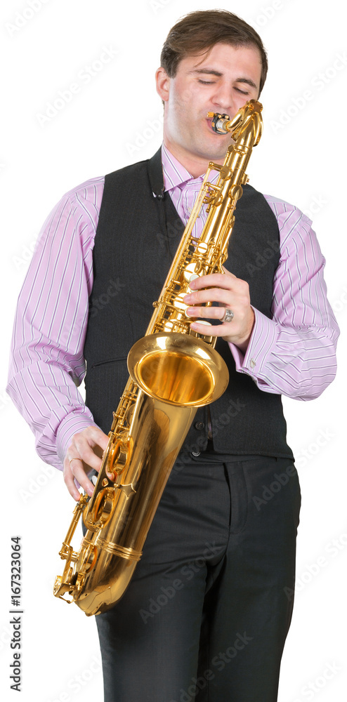 Obraz premium Man playing on a saxophone