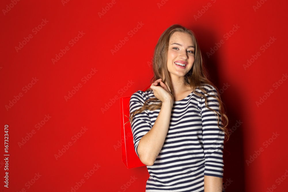 Shopping woman holding shopping bag Shopping woman holding shopping bag
