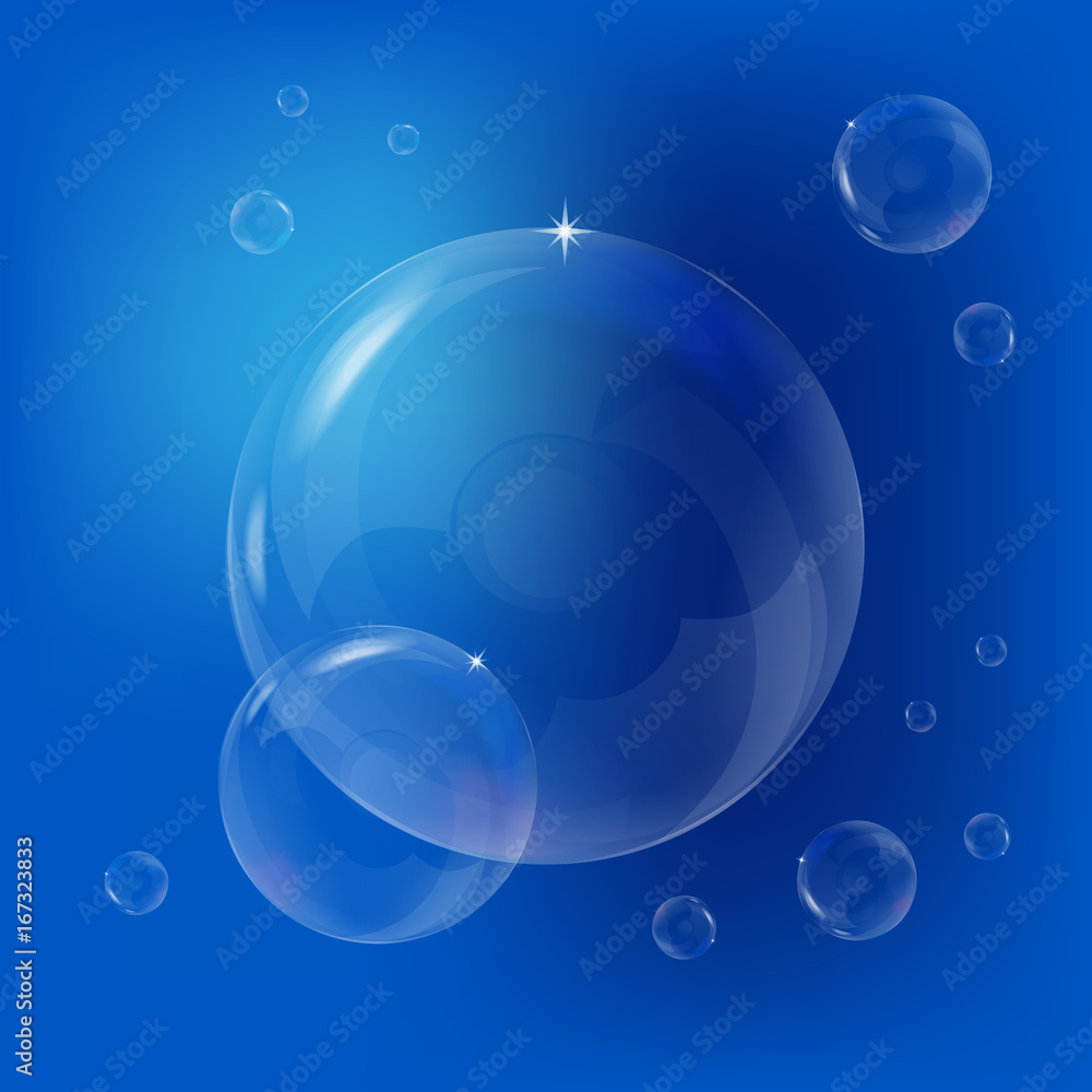 Soap bubbles. Clear soapy shiny, vector illustration