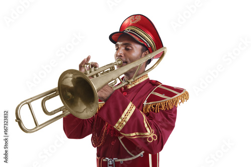 Bandmaster playing on a trumpet