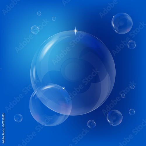 Soap bubbles. Clear soapy shiny, vector illustration