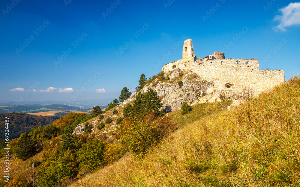 Medieval castle Cachtice, the historic residence of the famous Bathory Countess, central Europe, Slovakia.