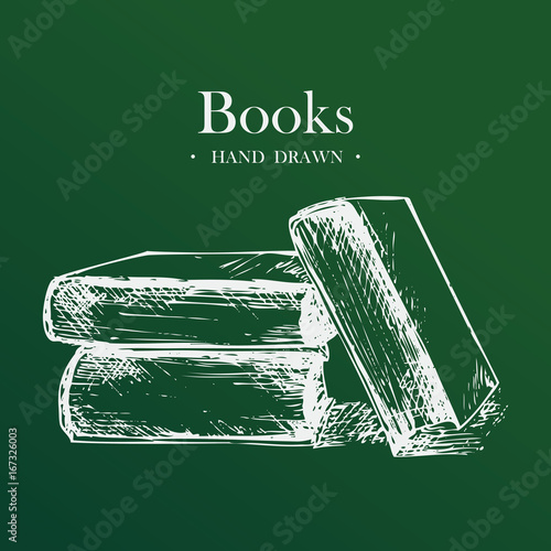 Books, Hand Drawn Sketch Vector illustration.