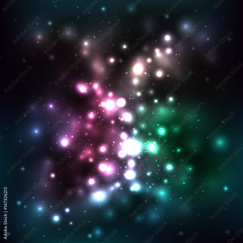 Abstract vector background with space and stardust. Beautiful neon background with glowing lights, postcard, invitation, poster, picture, card Abstract vector background with space and stardust. Beautiful neon background with glowing lights, postcard, invitation, poster, picture, card