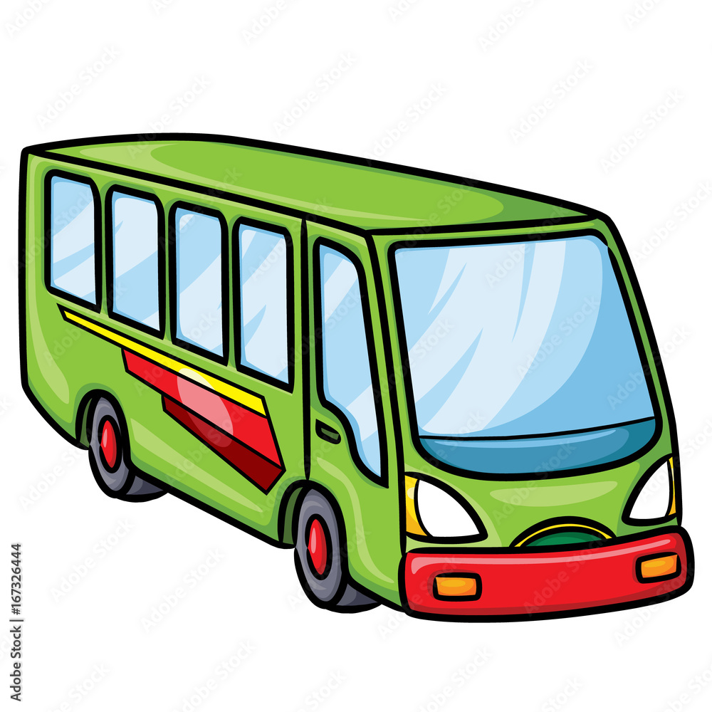 Bus Cartoon Illustration of cute cartoon bus. Stock Vector | Adobe Stock