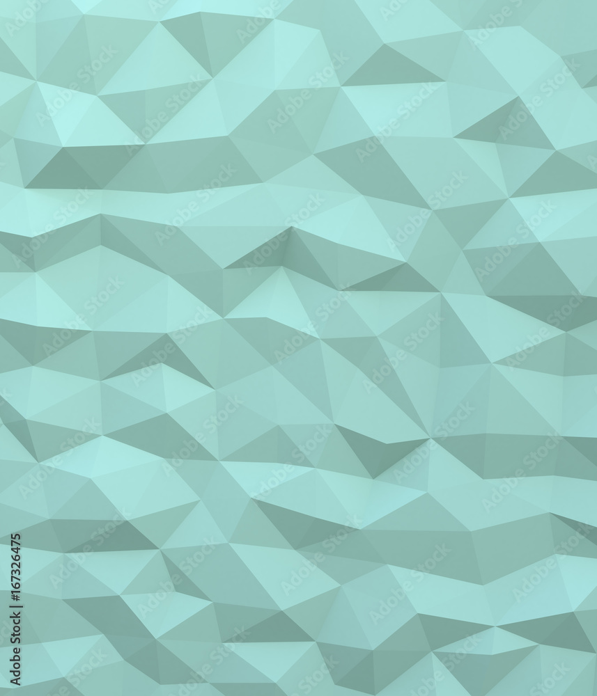 Abstract green background with triangulate polygon pattern. 3D rendering image.
