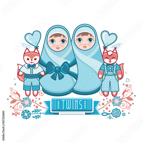 Newborn little baby. Matryoshka.