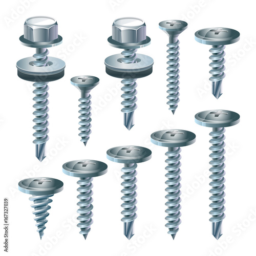 Set of chrome plated screws