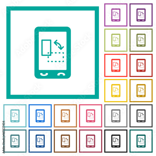 Mobile gyrosensor flat color icons with quadrant frames