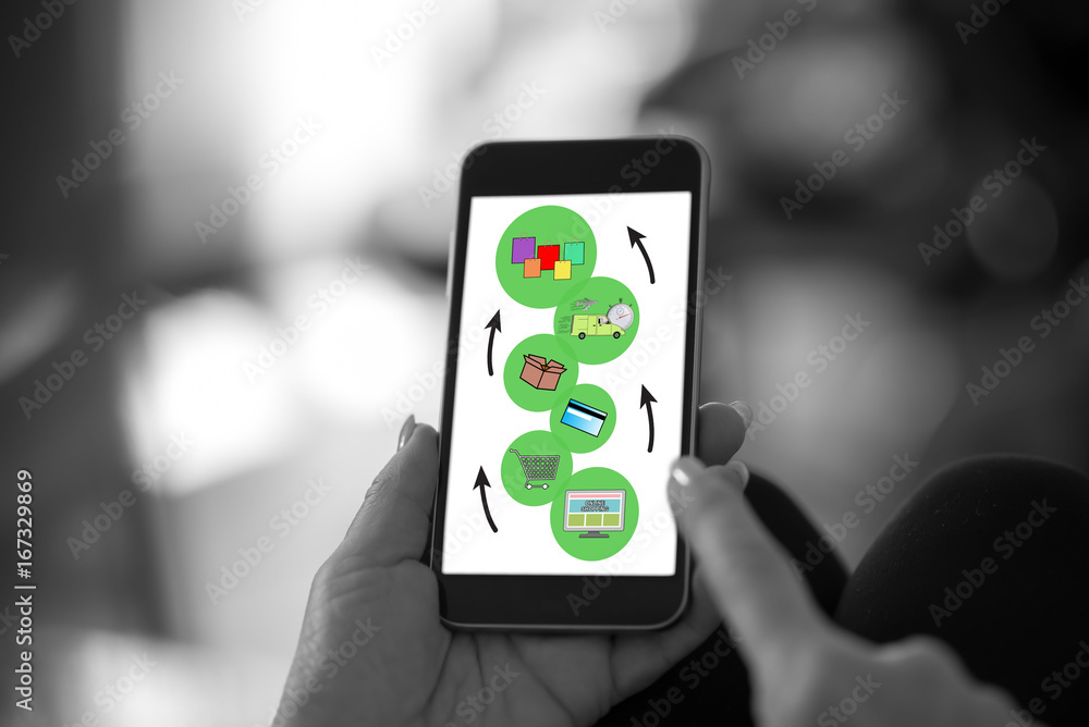 Fototapeta premium Online shopping concept on a smartphone