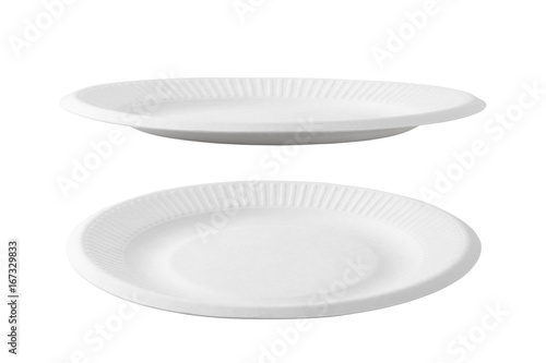 Obraz na plátne Empty paper plate isolated on white background