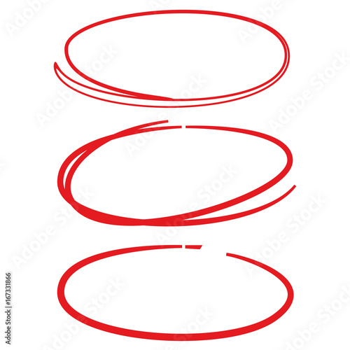 red hand drawn circle markers