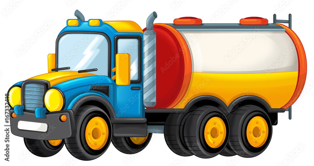 Naklejka premium Cartoon happy and funny cistern truck - illustration for children 
