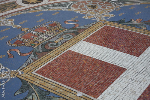 Mosaic on the floor of Galleria Vittorio Emanuele depicting Milan's coat of arms, Italy