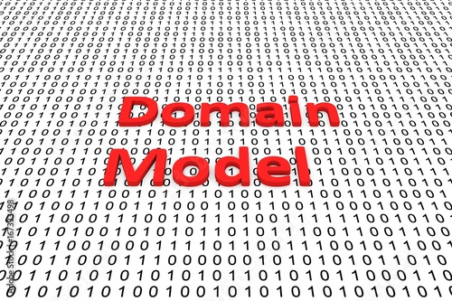 Domain model in the form of binary code, 3D illustration