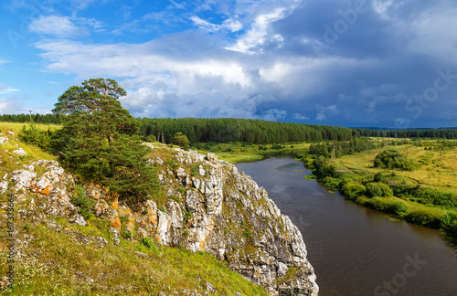 Ural Summer landscape. The Chusovaya river in summer Sunny day. Russia. Ural © vladimircaribb
