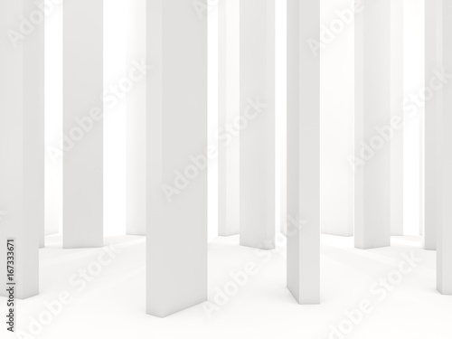 White columns isolated on white background