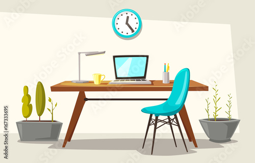 Set of office tables. Cartoon vector illustration. © dmitrymoi