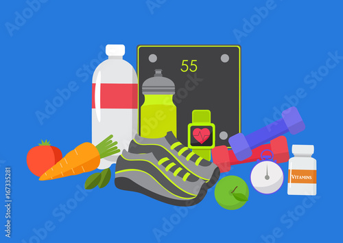 Healthy, sport, fitness, lifestyle design, vector illustration, graphic