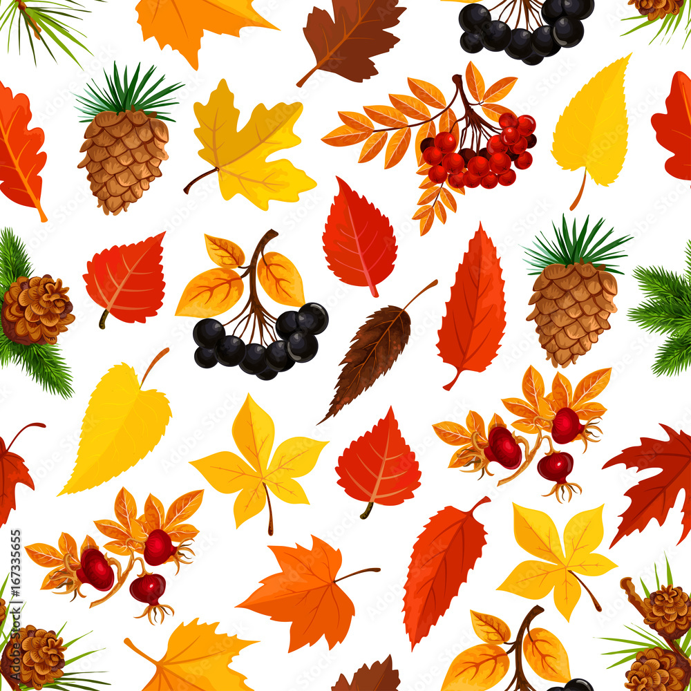 Seamless autumn pattern background of fall nature