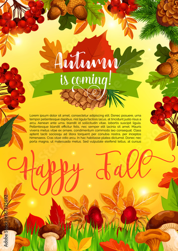 Autumn and fall season banner template with leaf
