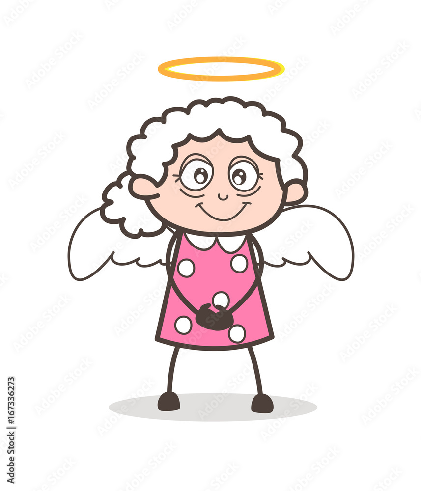 Cartoon Cute Granny Angel Vector Character Cartoon Cute Granny Angel Vector Character