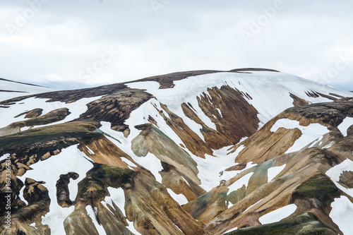 View on the beautifully colored mountain, volcano Blahnukur, Iceland photo