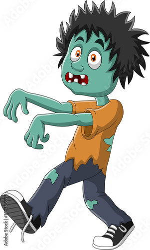 Cartoon zombie isolated on white background 