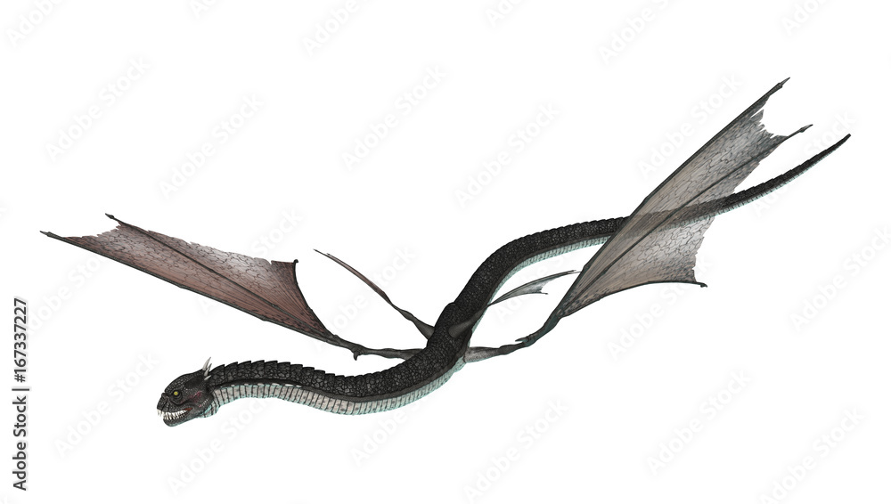 Fototapeta premium 3D renderowania Fantasy Snake Dragon na białym tle