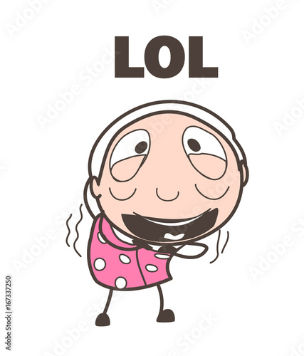 Cartoon Funny Old Lady Making Face Vector Illustration