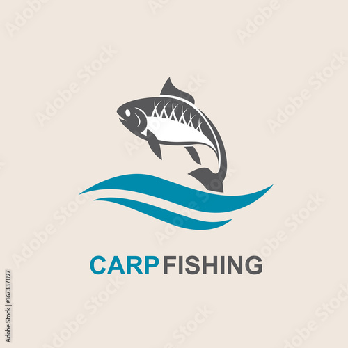 icon of carp fish with waves